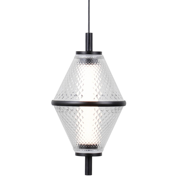 Wisząca lampa Fuente PND-34395-1-BK LED 5W 3000K szkło czarny przezroczysty