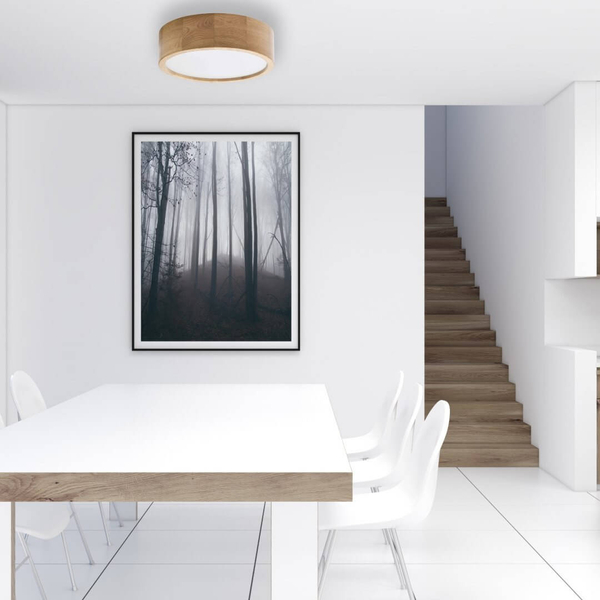 Drewniana lampa sufitowa 137623617422 okrągła do salonu