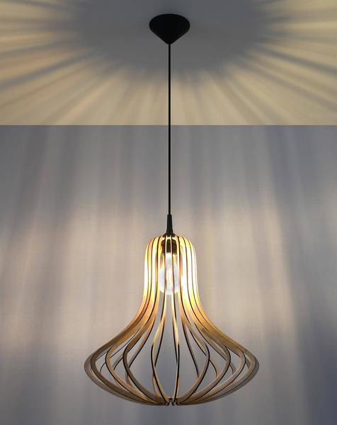 Skandynawska lampa wisząca SL.0641 drewniana klatka do holu
