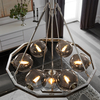 Wisząca lampa QN-HARPER7 geometryczna rama kule nikiel