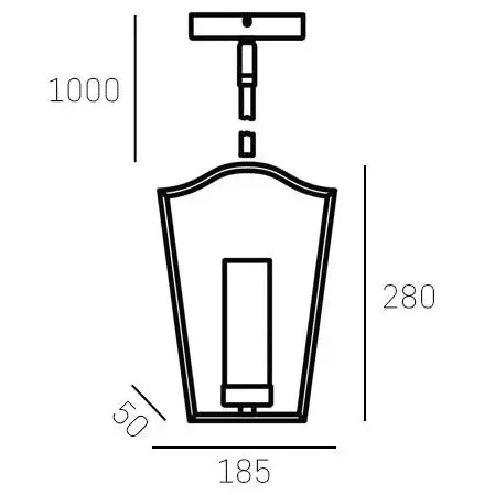 Wisząca lampa salonowa Dublin szklana tuba w ramce chrom