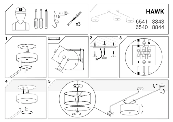 Sufitowa lampa abażurowa Hawk nowoczesna do sypialni nad łóżko szara