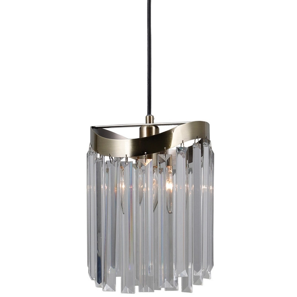 Wisząca LAMPA glamour SABRIGA PND-44544-1 Italux okrągła OPRAWA metalowy ZWIS loft kryształki crystals brąz antyczny