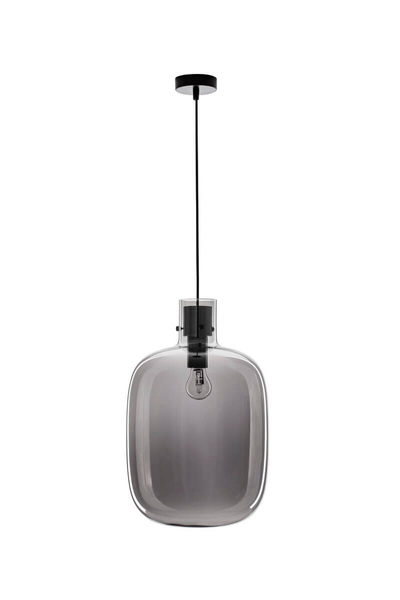 Loftowa lampa wisząca Padre szklana czarna przydymiona