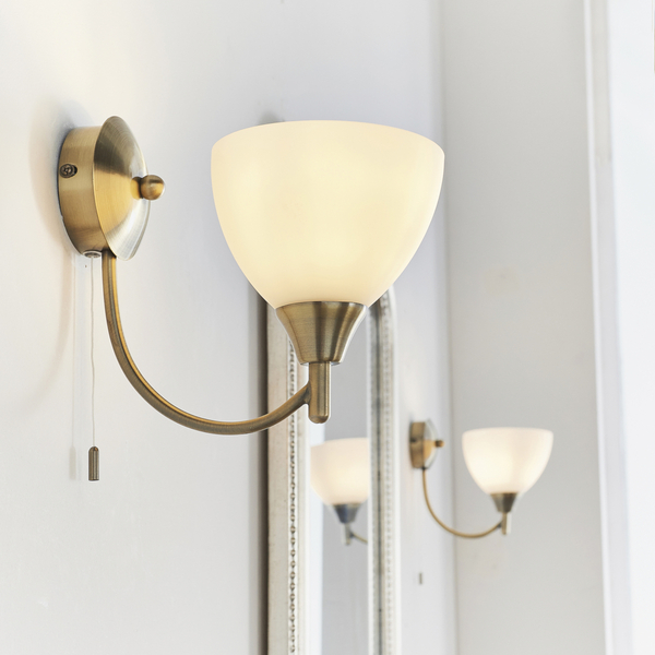 Lampa ścienna Alton 1805-1AN Endon kielich szklany nad stół mosiądz
