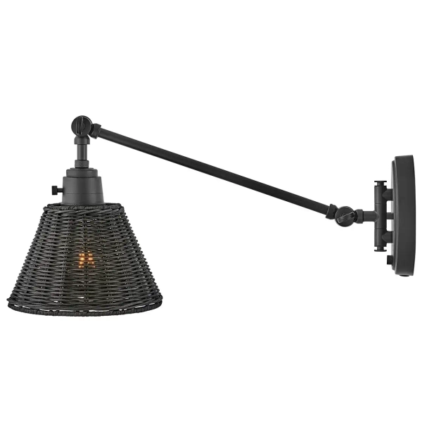 Naturalny kinkiet Arti HK-ARTI-1W-BK-BR rattan czarny mosiądz