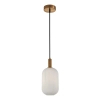 Szklana lampa wisząca Della PND-31982-1A-GD ryflowana biała złota