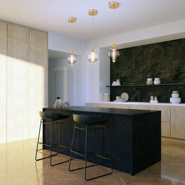 Okrągła lampa wisząca Palmas QN-PALMAS-1MP-BG LED 12W 3000K złota