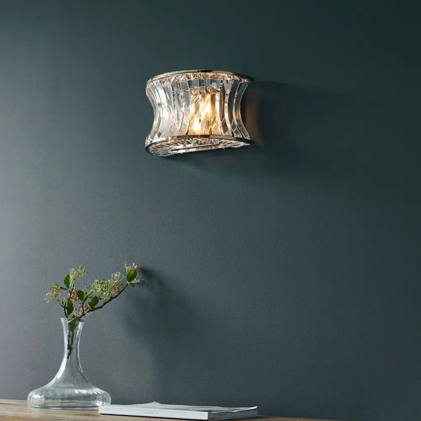 Lampa ścienna glamour L&-1104529 cyrtals nikiel przezroczysta