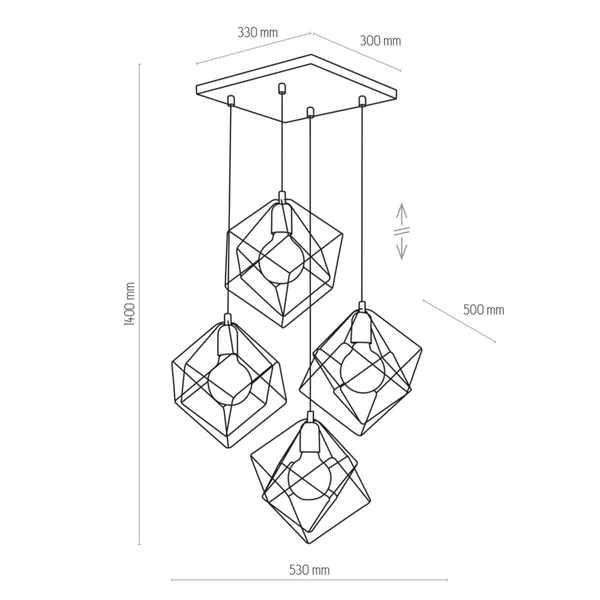 Wisząca geometryczna lampa loft Alambre 2778 TK Lighting czarna złota