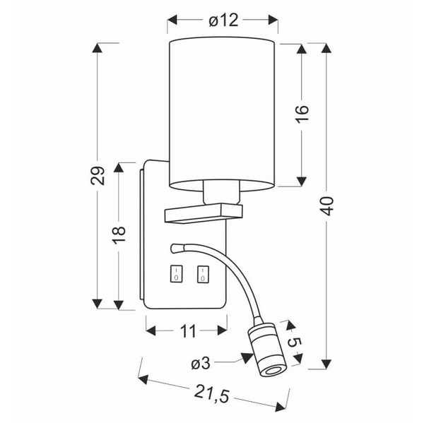 Hotelowy kinkiet ścienny Magnum 21-75673 LED 40W+ LED 3W 3200K biały