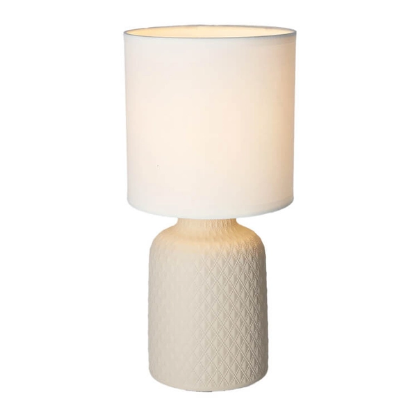 Ceramiczna lampka nocna Iner 41-79879 abażur biała beżowa