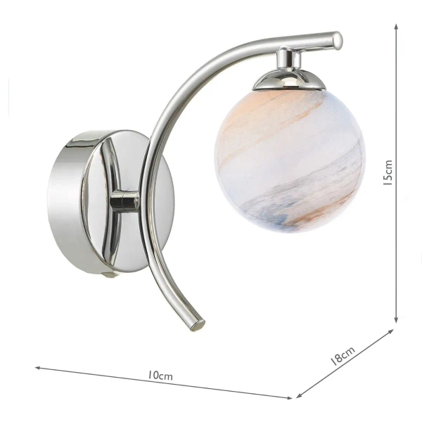 Kinkiet ścienny z włącznikiem Atiya ATI0750-07 planeta okrągła chrom
