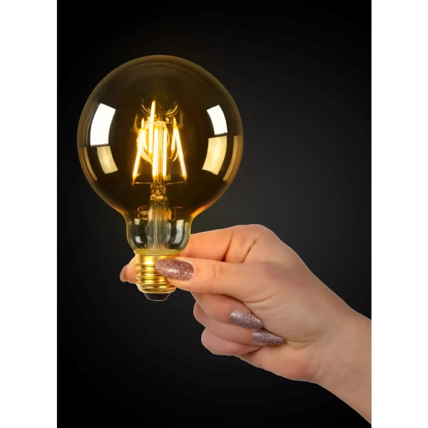 Ściemniana żarówka LED 49069/05/62 Lucide E27 5W 2700K 550lm bursztynowa