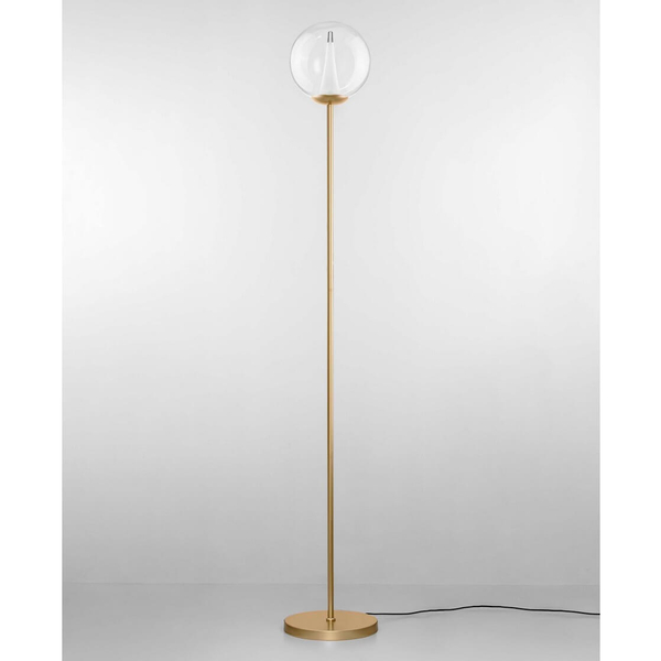 Podłogowa lampa do salonu HUALMAY LE44835 LED 7W 3000K kula przezroczysta złota