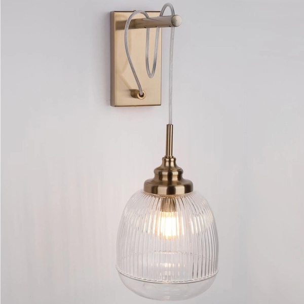 Ścienna LAMPA loftowa AHIGAL LE41849 Luces Exclusivas szklana OPRAWA kinkiet antyczny złoty