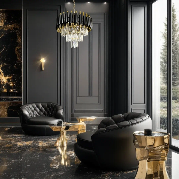 Glamour lampa wisząca CRISTAL ML1634 kryształowa złoty czarny