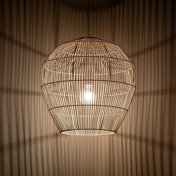 Wisząca lampa Haiti 11164 klatka kosz japandi bambusowa drewniana biała