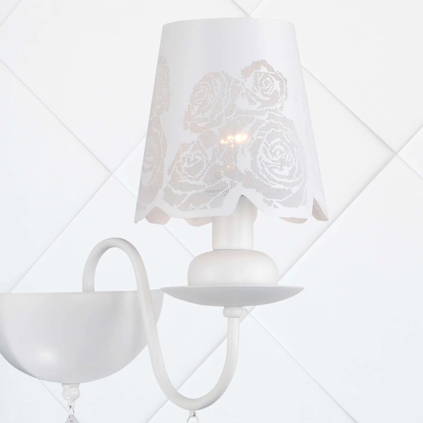 Kinkiet LAMPA ścienna FABRIZIA 310422 Il mio prowansalska OPRAWA z kryształkami kwiatki flowers biała
