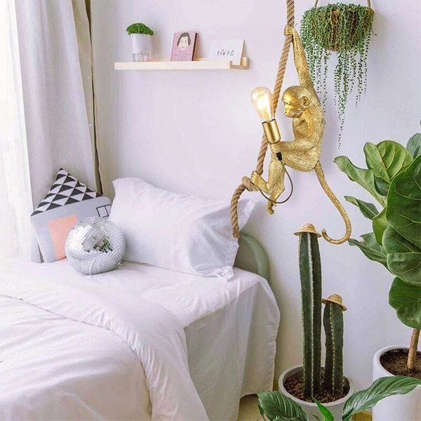 Wisząca lampa małpka Monkey ABR-KAR-G Abruzzo lina dekoracyjna złota