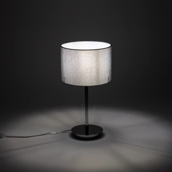 Stołowa lampa tkaninowa HOTEL MOOD 11786 z abażurem szara chrom