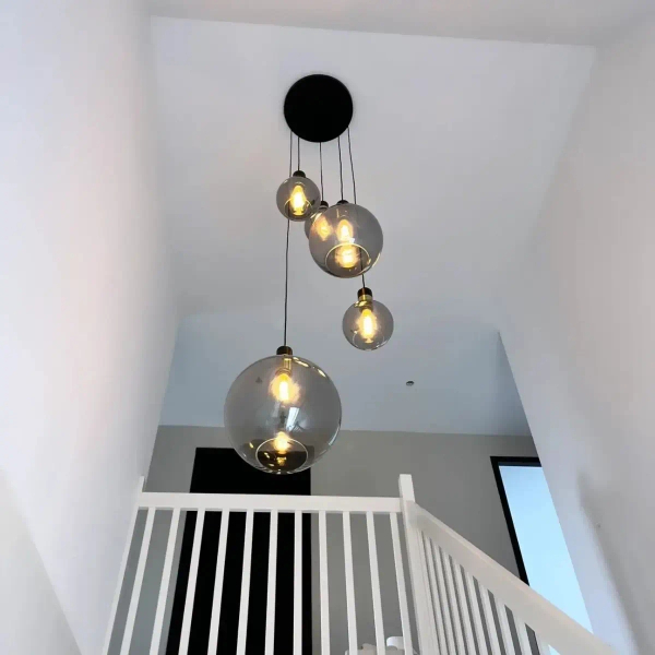 Szklana lampa wisząca Julius 34438/05/65 Lucide kaskada czarna złota