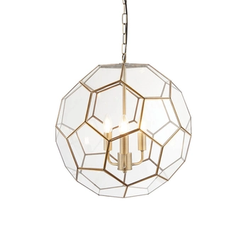 Geometryczna lampa wisząca Miele 73560 Endon szkło metal mosiądz transparentny