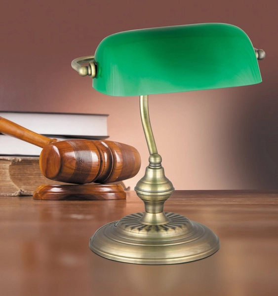Stojąca LAMPKA industrialna BANK 4038 Rabalux metalowa LAMPA biurkowa dekoracyjna bankierska brąz zielona