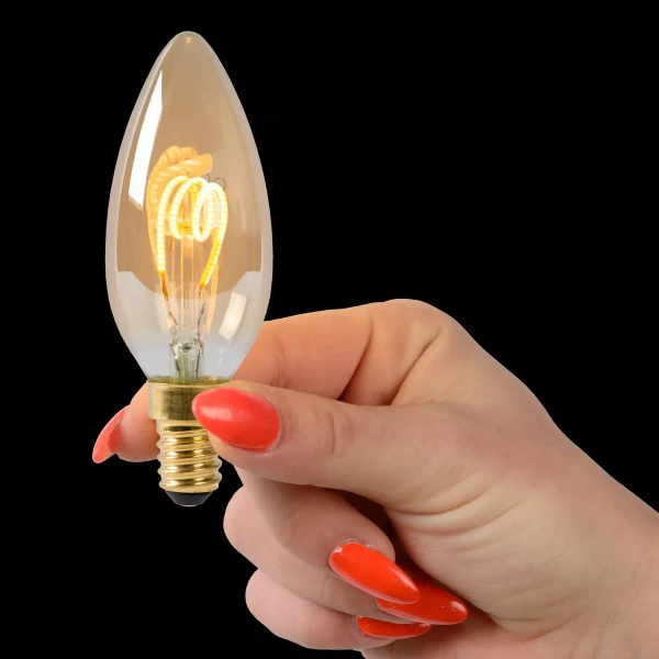 Żarówka świecznikowa LED 49043/03/62 Lucide E14 3W 2200K 115lm bursztynowa
