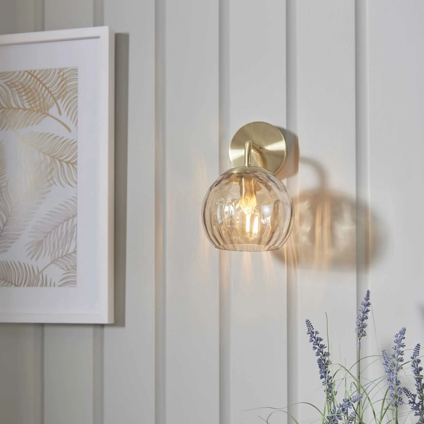 Szklana lampa ścienna Dimple 91970 Endon kulisty złoty przezroczysty