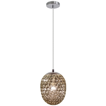 LAMPA wisząca LORA szklana OPRAWA klasyczny zwis chrom przydymiony