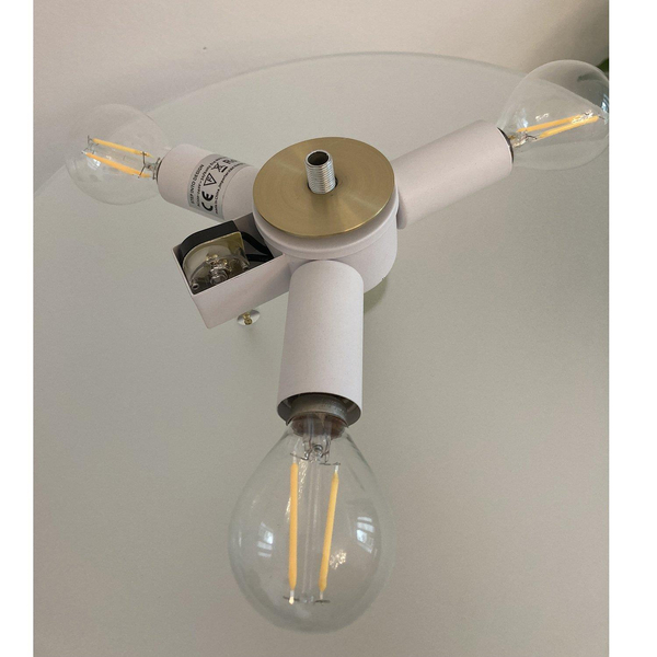 Lampa na komodę Artdeco MT8872 white Step okrągła do sypialni biała złota