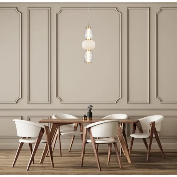 Kulista lampa wisząca Eris PND-98374-28W-GD Italux LED 28W 3000K złoty biały