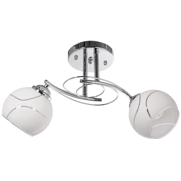 LAMPA sufitowa VEN W-C 0240/2 metalowa OPRAWA szklane klosze spirala chrom