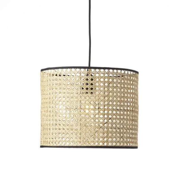 Wisząca lampa ratanowa Wiley 99090/09 nad wyspę czarna beżowa