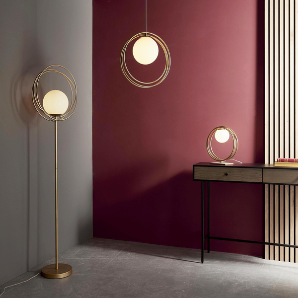 Stojąca lampa do salonu L&-192492 Light& ball pierścienie złote