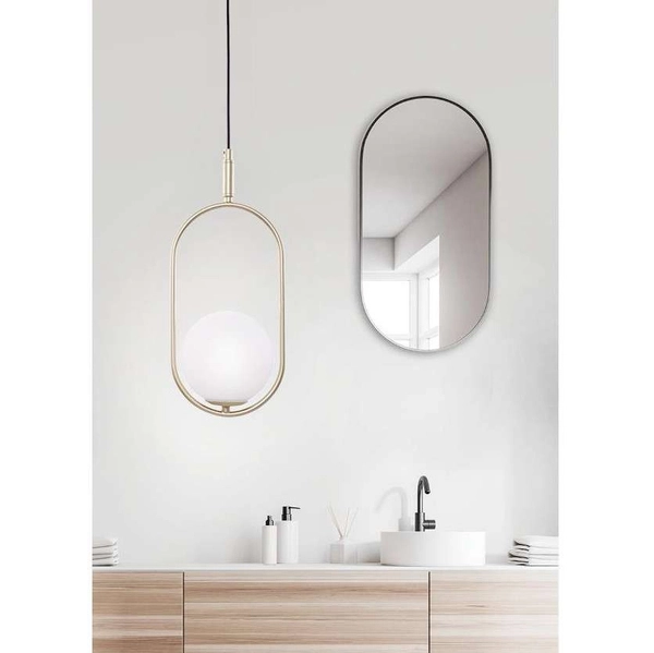 Wisząca lampa modernistyczna CORDEL 31-73457 szklana kula mosiężna biała
