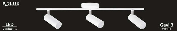 Plafon LAMPA sufitowa GAVI 308344 Polux regulowana OPRAWA listwa LED 13,5W 3000K tuby białe