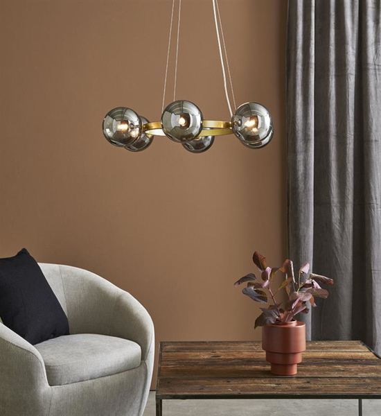 Loftowa LAMPA wisząca CIRCLE 108050 Markslojd metalowa OPRAWA modernistyczny ZWIS szklane kule złote przydymione