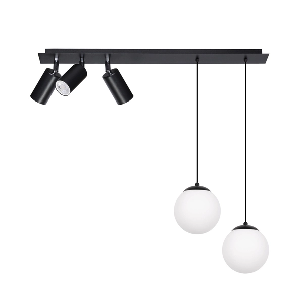 Wisząca lampa sypialniana Albio K-4138 Kaja ze szklany kulami ruchoma czarna