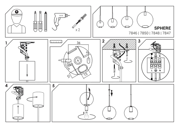 Szklana kaskada wisząca Sphere 7788 czarny zwis do jadalni nad stół