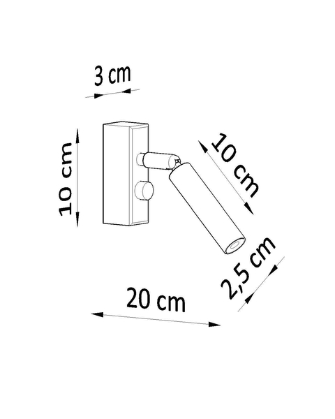 Industrialna LAMPA ścienna SL.0897 metalowa OPRAWA kinkiet regulowana tuba czarna