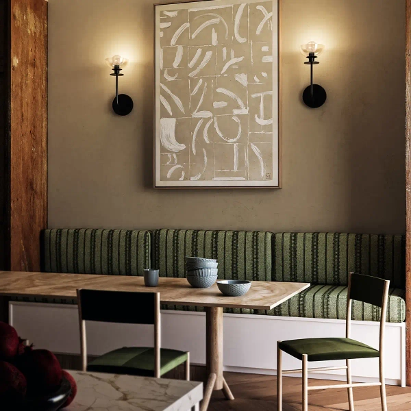 Jadalniany kinkiet ścienny Sylvia ALM-SYLVIA-1WB-BK-CL szklany czarny