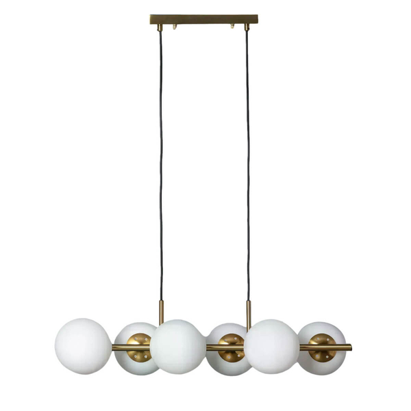 Wielopunktowa lampa zwisająca Milano ABR-LWZC-6XE27 kule biała złota