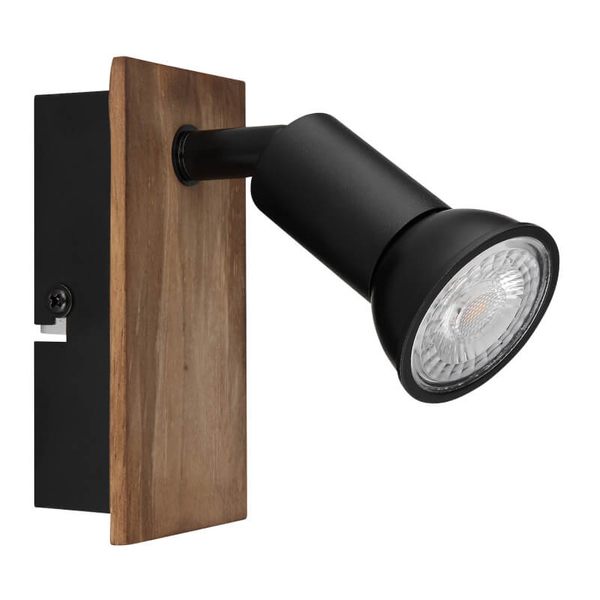 Lampa ścienna Drew 57998-1W reflektorek drewniany czarny