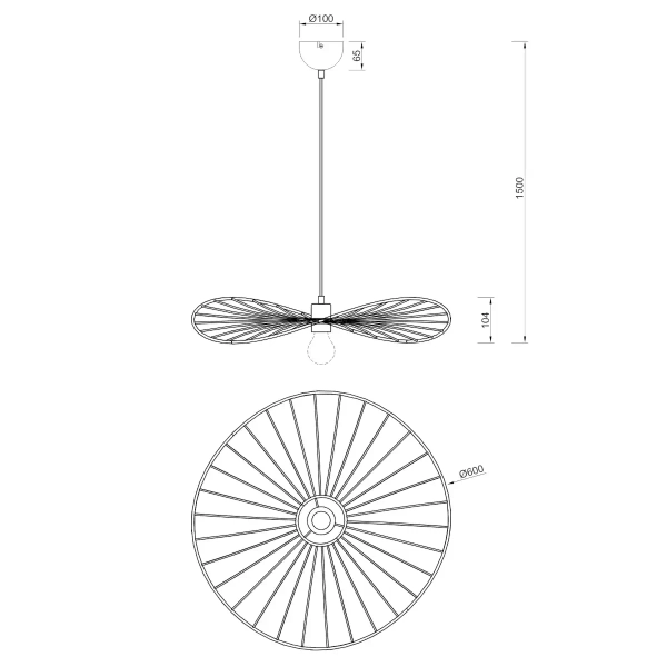Wisząca lampa Chapeau R31451032 RL Light kapelusz metalowy czarny