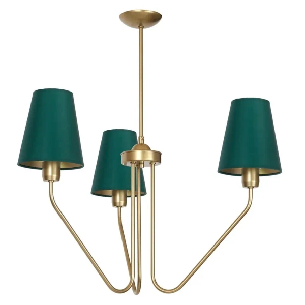 Potrójny wisząca lampa VICTORIA MLP4907 do salonu mosiądz zielona