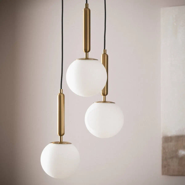 Kulista wisząca lampa Palazzo ABR-LWPAL-3XE27 szklana kule balls białe złote