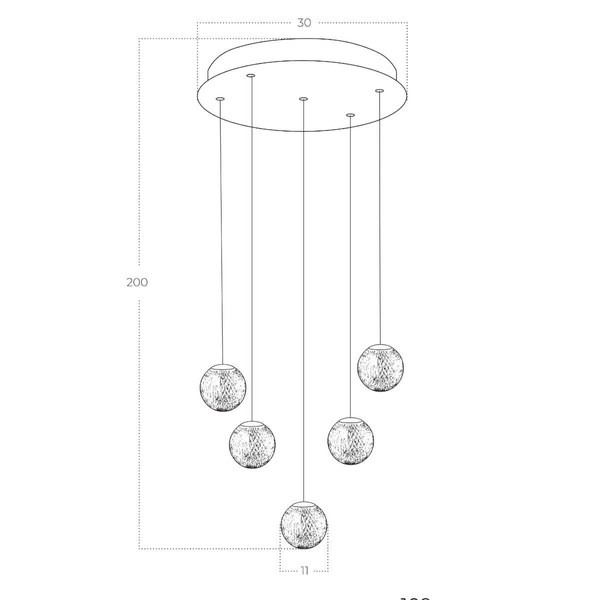 Wisząca lampa LED EDEM AZ6017 21W 3000K szklana czarna przezroczysta
