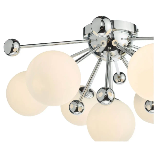 Sufitowa lampa do jadalni Ursa URS5050 szkło opalowe kule chrom